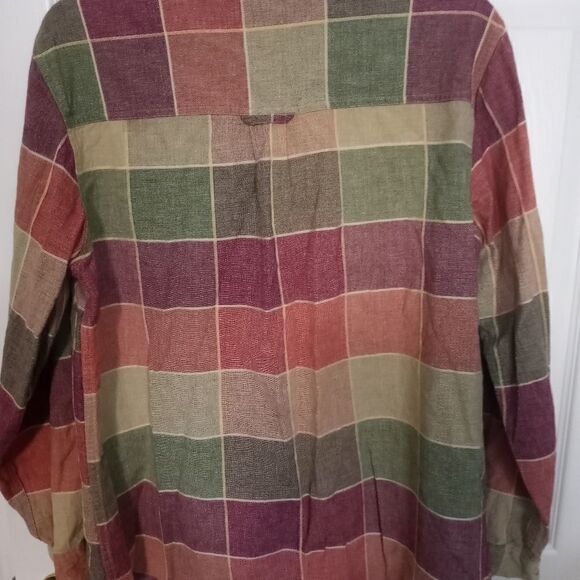 Fashion Bug 14/16 BlendCotton Plaid Longsleeves Button Up Women's Shirt - Picture 8 of 8